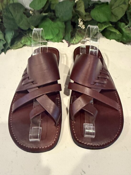 Puro Cuero Other - Handmade Brown Leather Sandals With Braided Strap Design For Men Size 8